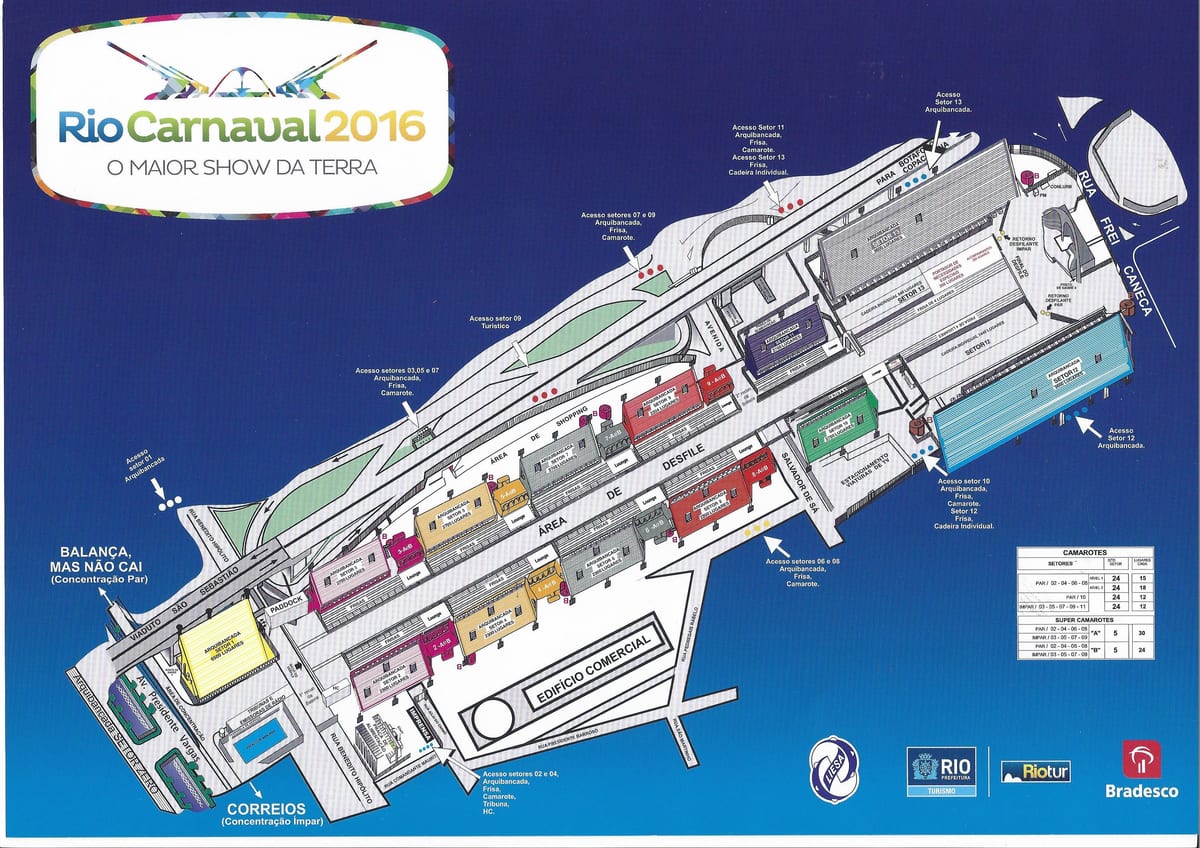 mapa karnawał w Rio