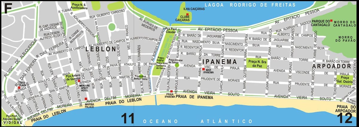 leblon w Rio de Janeiro mapie