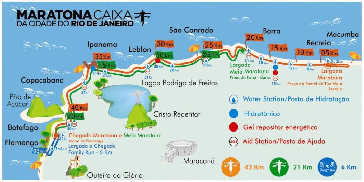 mapa Rio марафонской trasy