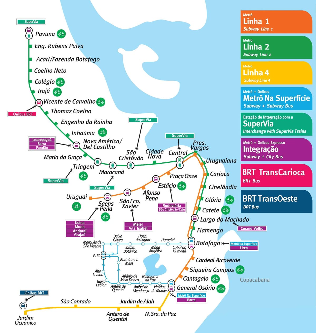 Rio de Janeiro na mapie metra