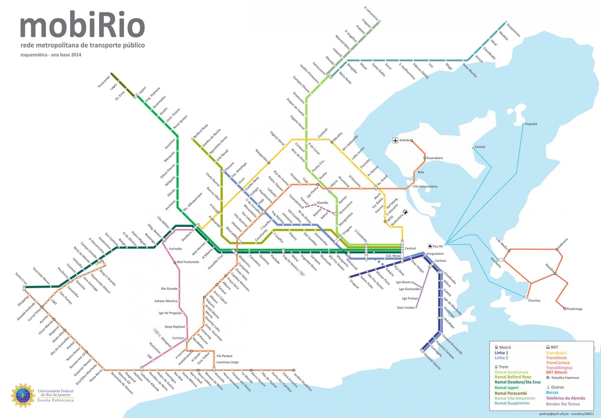 Pociąg Rio mapie