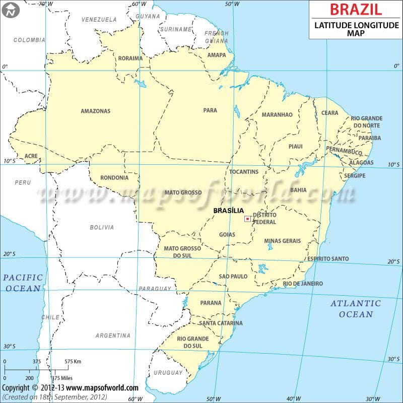 mapa szerokości Rio