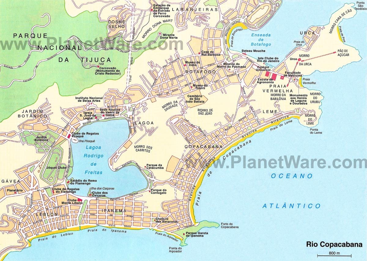 mapa plaż w Rio de Janeiro