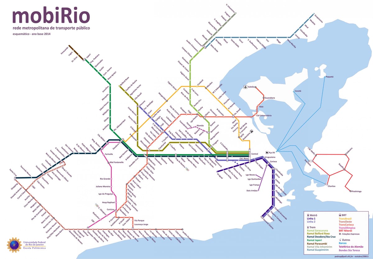 Rio 2016 transportowej mapie
