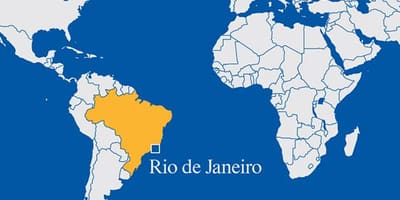 Mapa świata pokazująca Rio de Janeiro