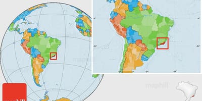 Mapa świata pokazująca Rio