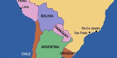 Rzeka Rio Grande mapie Ameryki Południowej