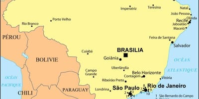Mapa Brazylii pokazuje Rio de Janeiro