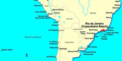 Rio de Janeiro mapie Ameryki Południowej