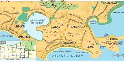 Mapa plaż w Rio de Janeiro